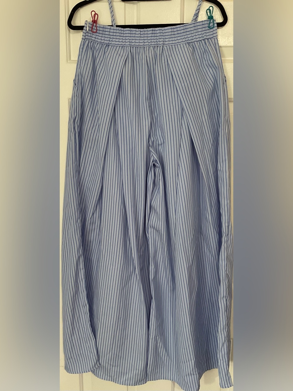 SHEIN Blue and White Pinstripe Wide-Leg Two Piece - Picture 9 of 13